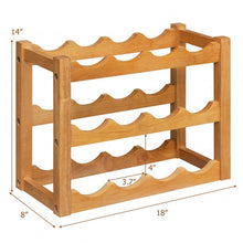 Load image into Gallery viewer, 3-Tier Bar Kitchen 12-Bottle Wine Display Holder with Wooden Tabletop