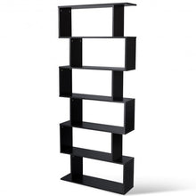 Load image into Gallery viewer, 6-Tier S-Shaped Bookcase Z-Shelf Style Storage Bookshelf-Black