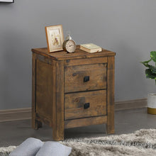 Load image into Gallery viewer, Wood 2 Storage Sliding Drawers End Nightstand-Oak