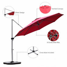 Load image into Gallery viewer, 11' Patio Offset Cantilever Umbrella 360° Rotation Aluminum Tilt-Red