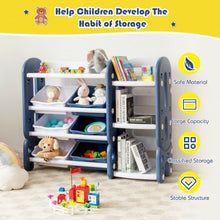 Load image into Gallery viewer, Kids Toy Storage Organizer with Bins and Multi-Layer Shelf for Bedroom Playroom -Blue