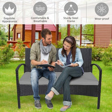 Load image into Gallery viewer, 4 Pcs Patio Rattan Furniture Set Sofa Chair Coffee Table with Cushion-Gray