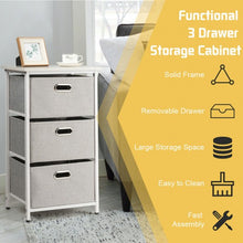 Load image into Gallery viewer, 3-Drawer Fabric Dresser Storage Tower Vertical Foldable Pull Bins-White