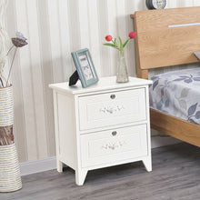 Load image into Gallery viewer, Solid Wood Elegant Storage Nightstand w/ 2 Locking Drawers-White