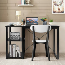 Load image into Gallery viewer, Computer Desk with Bamboo Top & 2 Storage Shelves-Black Desk