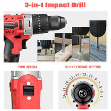 Load image into Gallery viewer, 18V Cordless Drill Driver Impact Tool Kit with LED Light