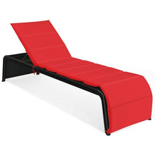 Load image into Gallery viewer, Patio Rattan Lounge Chair Back Adjustable Chaise Recliner with Cushioned-Red