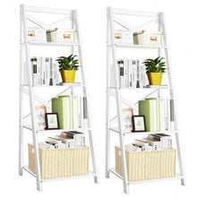 Load image into Gallery viewer, 4-Tier Wood Display Storage Bookshelf-White