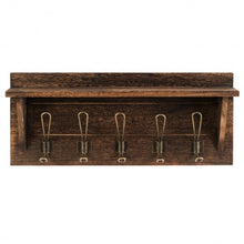 Load image into Gallery viewer, Rustic Wooden Wall-Mounted Entryway Hanging Shelf-Brown