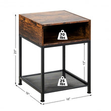Load image into Gallery viewer, Industrial Nightstand End Side Table with Mesh Shelf