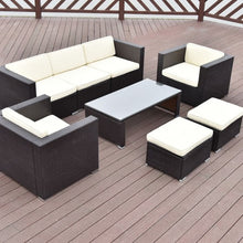 Load image into Gallery viewer, 8 pcs Outdoor Patio Rattan Wicker Cushioned Furniture Set