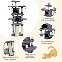 Load image into Gallery viewer, 67" Multi-Level Cat Tree with Cozy Perches Kittens Play House-Light Gray