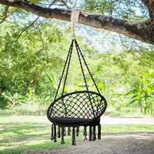 Load image into Gallery viewer, Macrame Cushioned Hanging Swing Hammock Chair-Black