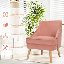 Load image into Gallery viewer, Velvet Upholstered Accent Chair with Rubber Wood Legs-Pink