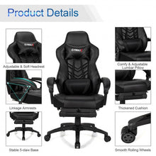 Load image into Gallery viewer, Adjustable Gaming Chair with Footrest for Home Office-Black