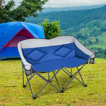 Load image into Gallery viewer, Folding Camping Chair with Bags and Padded Backrest-Blue