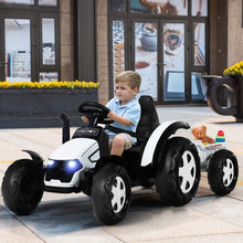 Load image into Gallery viewer, 2 in 1 Electric 12V Kids Ride on Car Tractor w/Remote Control LED Light Horn-WH