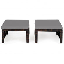 Load image into Gallery viewer, 2 Pieces Cushioned Patio Rattan Ottoman Foot Rest-Gray
