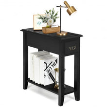 Load image into Gallery viewer, 2 Tier End Bedside Sofa Side Table Narrow Nightstand-Black
