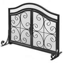 Load image into Gallery viewer, Fireplace Screen with Hinged Magnetic Two-doors Flat Guard