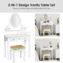 Load image into Gallery viewer, Vanity Make Up Table Set Dressing Table Set with 5 Drawers-White