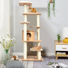 Load image into Gallery viewer, Wood Multi-Layer Platform Cat Tree with Scratch Resistant Rope