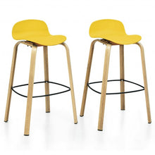 Load image into Gallery viewer, Set of 2 Modern Barstools Pub Chairs with Low Back and Metal Legs-Yellow