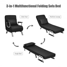 Load image into Gallery viewer, Folding 5 Position Convertible Sleeper Bed Armchair Lounge Couch w/Pillow-Black