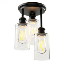 Load image into Gallery viewer, 3-Light Semi Flush Mount Ceiling with Black Finish