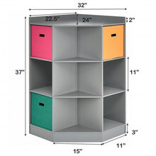 Load image into Gallery viewer, 3-Tier Kids Storage Shelf Corner Cabinet with 3 Baskets-Gray