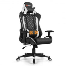 Load image into Gallery viewer, Massage Gaming Chair with Lumbar Support and Headrest-White