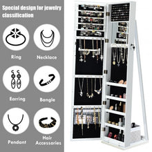 Load image into Gallery viewer, Mirrored Lockable Standing Jewelry Storage Organizer-White