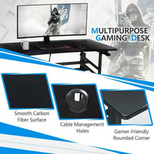Load image into Gallery viewer, Pneumatic Height Adjustable Gaming Desk T Shaped Game Station w/Power Strip Tray