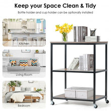 Load image into Gallery viewer, 3-Tier Metal Frame Rolling Kitchen Island Trolley Cart-Coffee