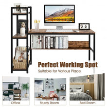 Load image into Gallery viewer, 59" Computer Desk Home Office Workstation 4-Tier Storage Shelves-Oak