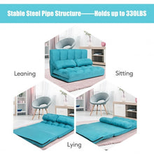 Load image into Gallery viewer, Foldable Floor 6-Position Adjustable Lounge Couch-Blue