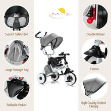 Load image into Gallery viewer, 4-in-1 Kids Baby Stroller Tricycle Detachable Learning Toy Bike-Gray