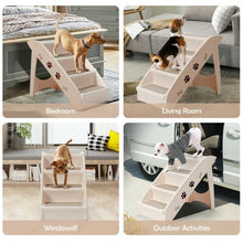 Load image into Gallery viewer, Collapsible Plastic Pet Stairs 4 Step Ladder for Small Dog and Cats-Beige