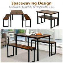 Load image into Gallery viewer, 3-Piece Kitchen Dining Table Set with 2 Benches for Limited Space -Coffee