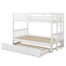 Load image into Gallery viewer, Twin Pull-Out Bunk Bed with Trundle Wooden Ladder-White