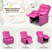 Load image into Gallery viewer, Adjustable Lounge Chair with Footrest and Side Pockets for Children-Pink