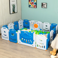 Load image into Gallery viewer, 16-Panel Baby Playpen Safety Play Center with Lockable Gate-Blue
