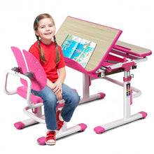 Load image into Gallery viewer, Height Adjustable Kids Study Desk and Chair Set-Pink