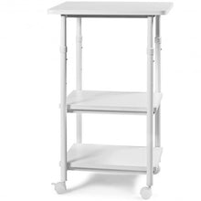 Load image into Gallery viewer, 3-tier Adjustable Printer Stand with 360° Swivel Casters-White