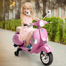 Load image into Gallery viewer, 6V Kids Ride on Vespa Scooter Motorcycle with Headlight-Pink