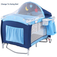 Load image into Gallery viewer, Foldable Baby Crib Playpen w/ Mosquito Net and Bag-Blue