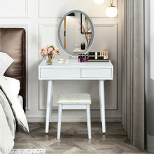 Load image into Gallery viewer, Touch Screen Vanity Makeup Table Stool Set -White