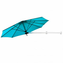 Load image into Gallery viewer, 8ft Wall-Mounted Telescopic Folding Tilt Aluminum Sun Shade Umbrella-Blue