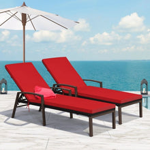 Load image into Gallery viewer, 2 pcs Patio Rattan Adjustable Back Lounge Chair-Red