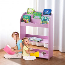 Load image into Gallery viewer, 3-Tier Kids Bookshelf Magazine Storage Bookcase -Pink